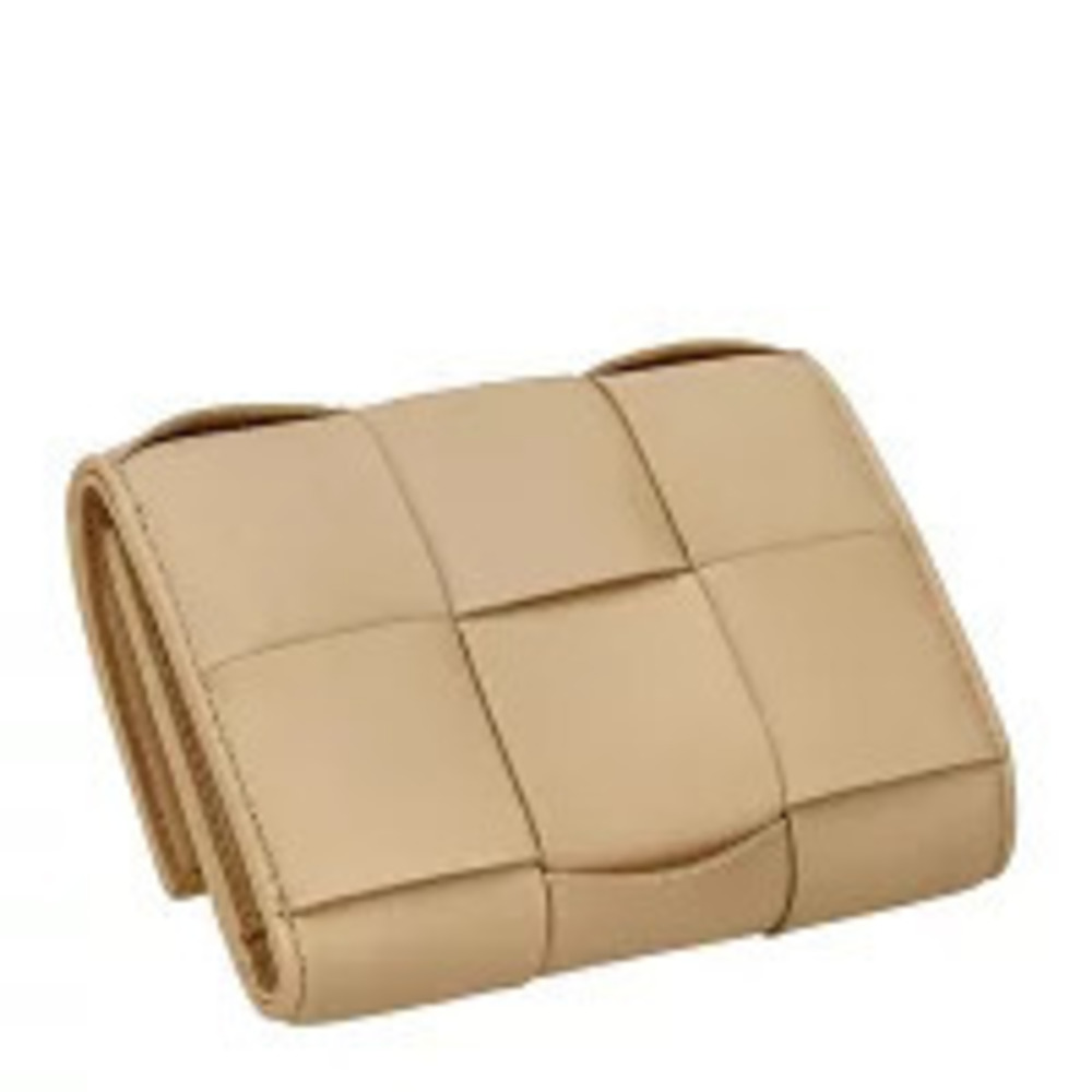 Bottega Veneta Tri fold Wallet Compact Leather Italy Beige Cream
